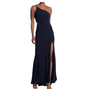 ▶️ Jump Apparel ◀️ Blue One Shoulder Side Cutout Formal Gown Size 3/4